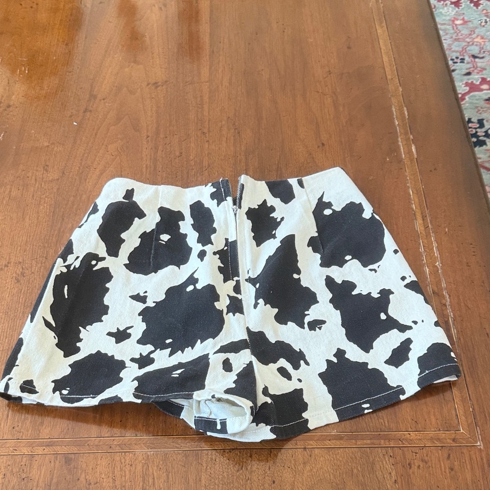 Cow Print High-Waist Women’s Shorts - Black & White